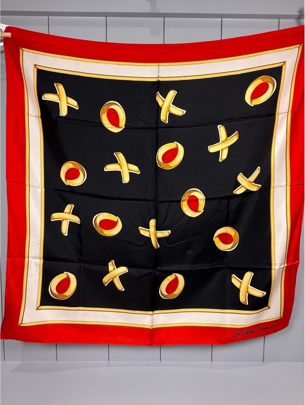 Vintage Paloma Picasso 100% Silk Scarf hugs and kisses